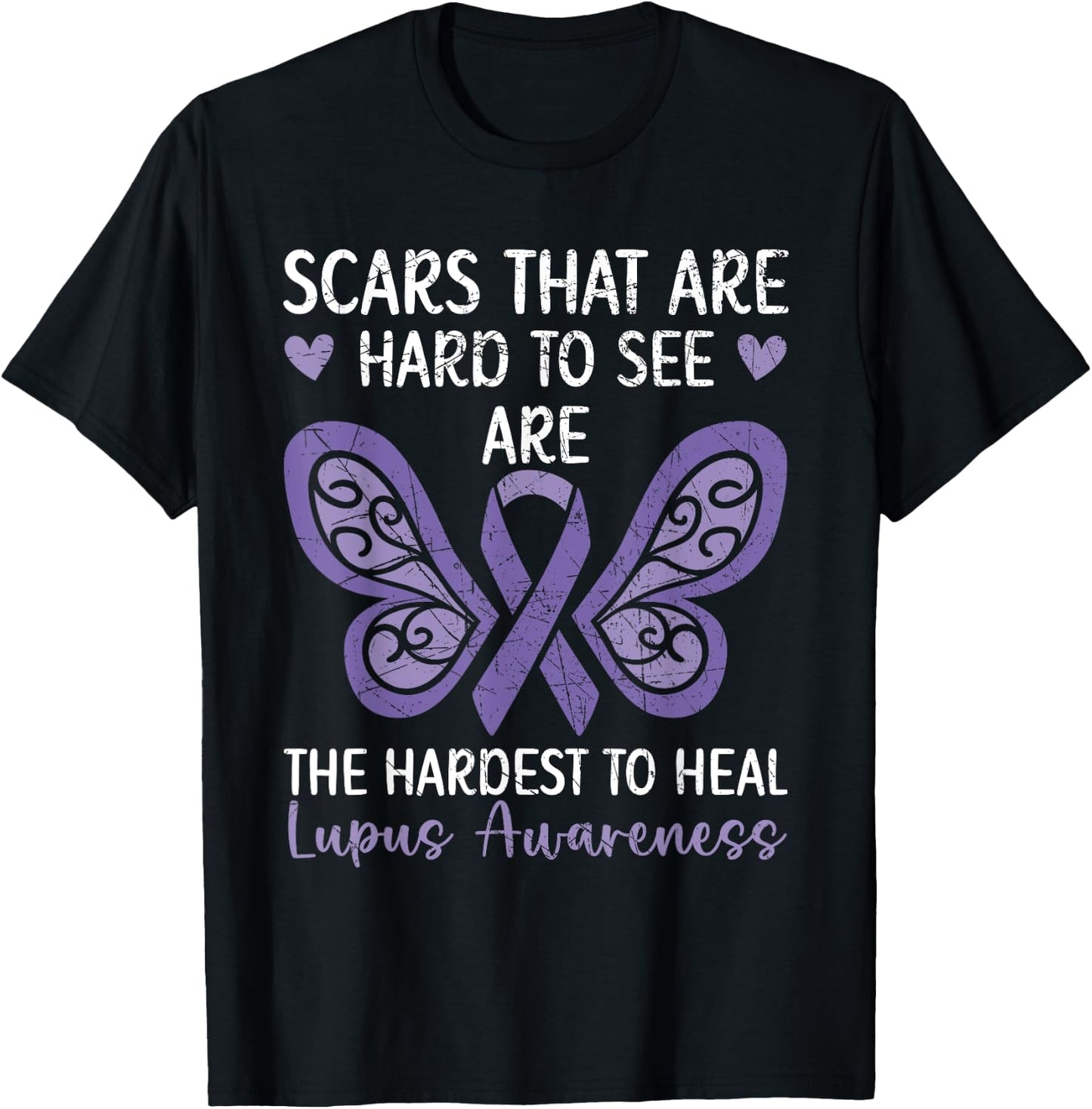 Lupus Warrior Lupus Awareness SteMi Apparel Women's Black Modern Letter Print U-Neck , Small, Short Sleeve, Classic Fit, Pull On, Imported, All Seasons, Lupus Awareness Design T-Shirt - T-Shirt | Black