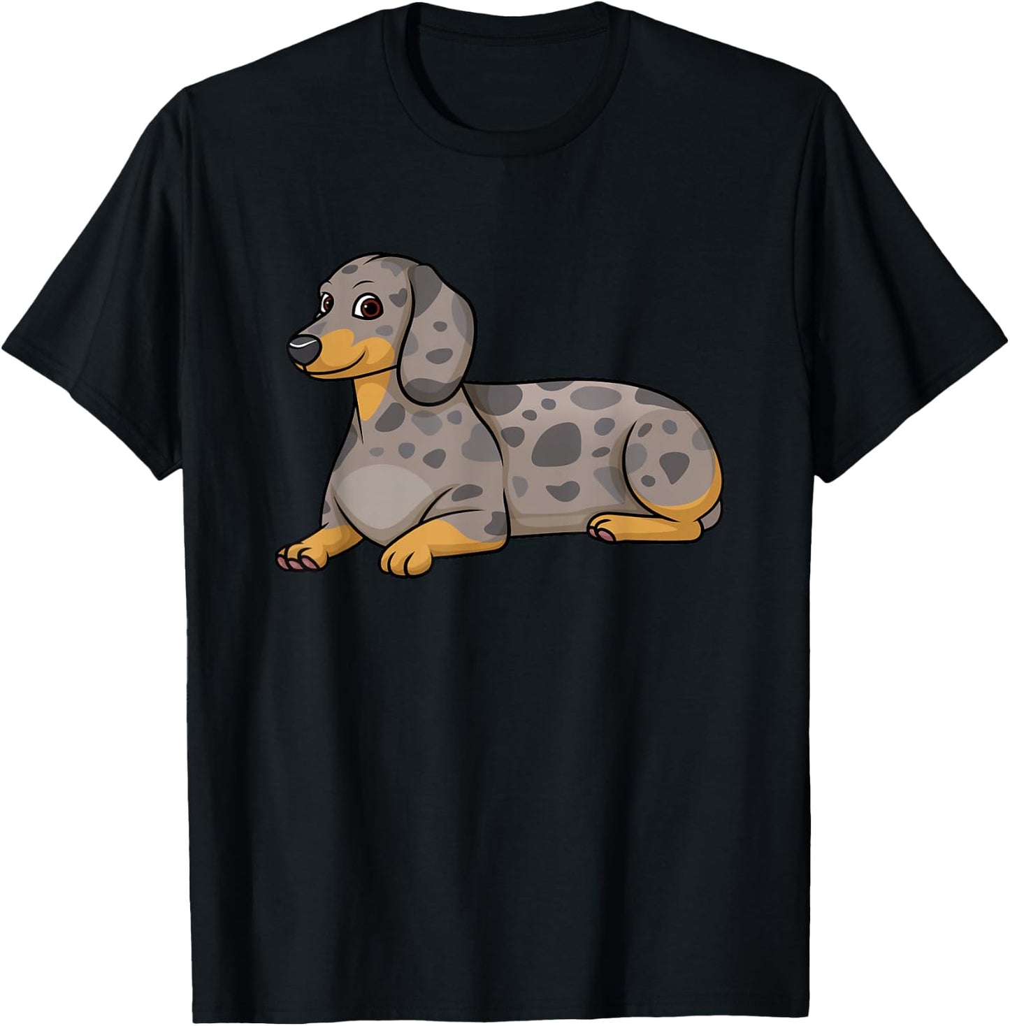 Dapple Dachshund Dog Lying Down T-Shirt - T-Shirt | Black