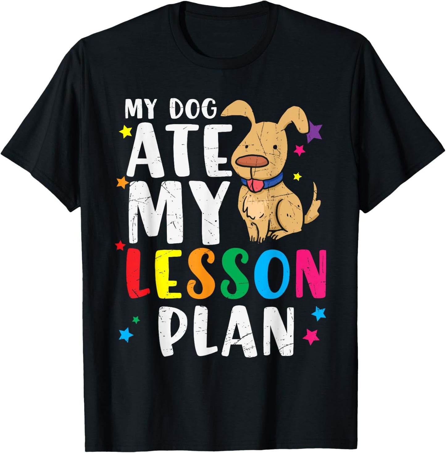 Vintage My Dog Ate My Lesson Plan Gift Retro Men Women Kids T-Shirt - T-Shirt | Black