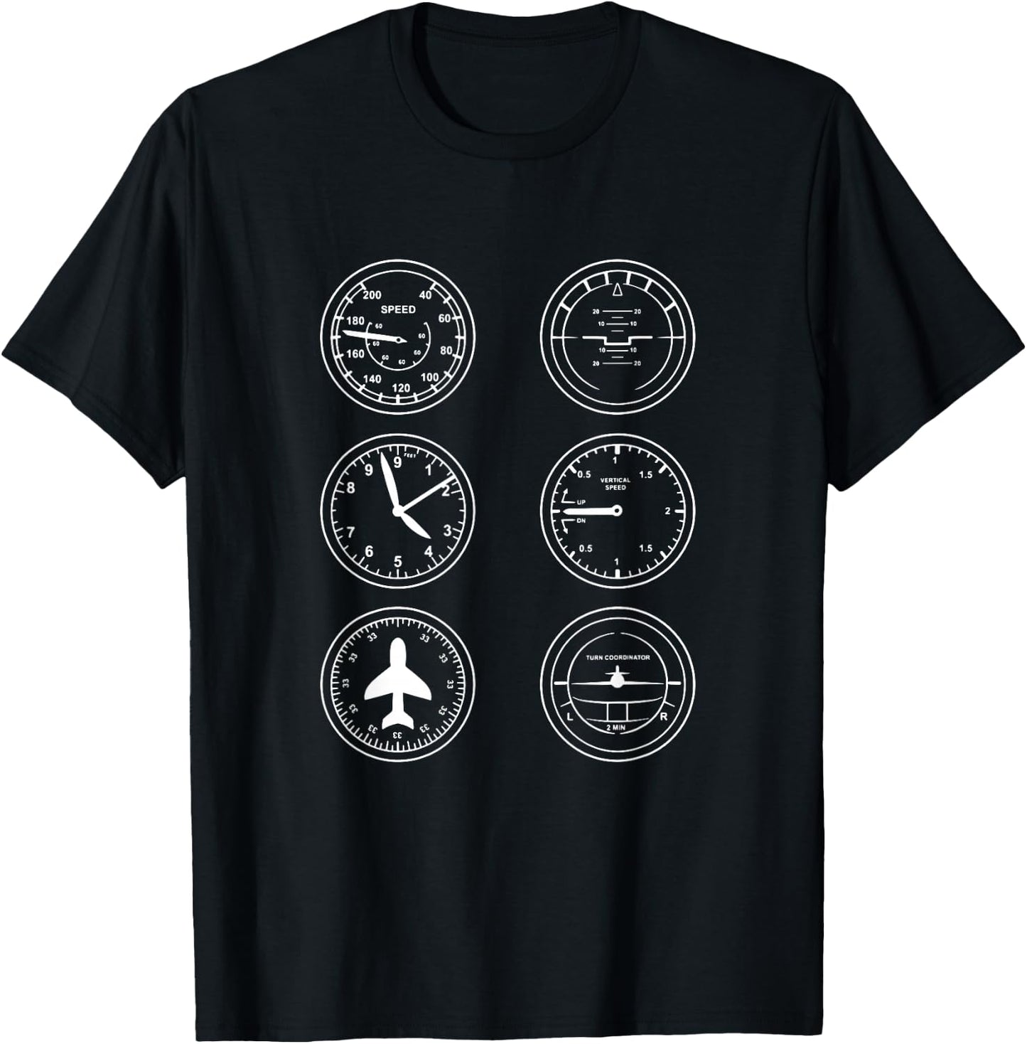 Aviation Flight Instruments Design for Airplane Enthusiasts T-Shirt - T-Shirt | Black