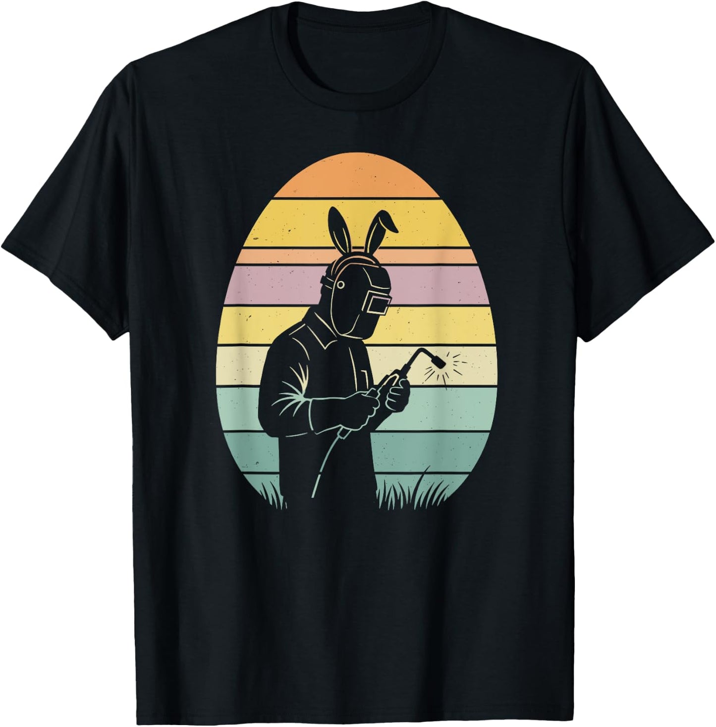 Retro Welding Easter Egg Easter Day Welder Kids T-Shirt - T-Shirt | Black