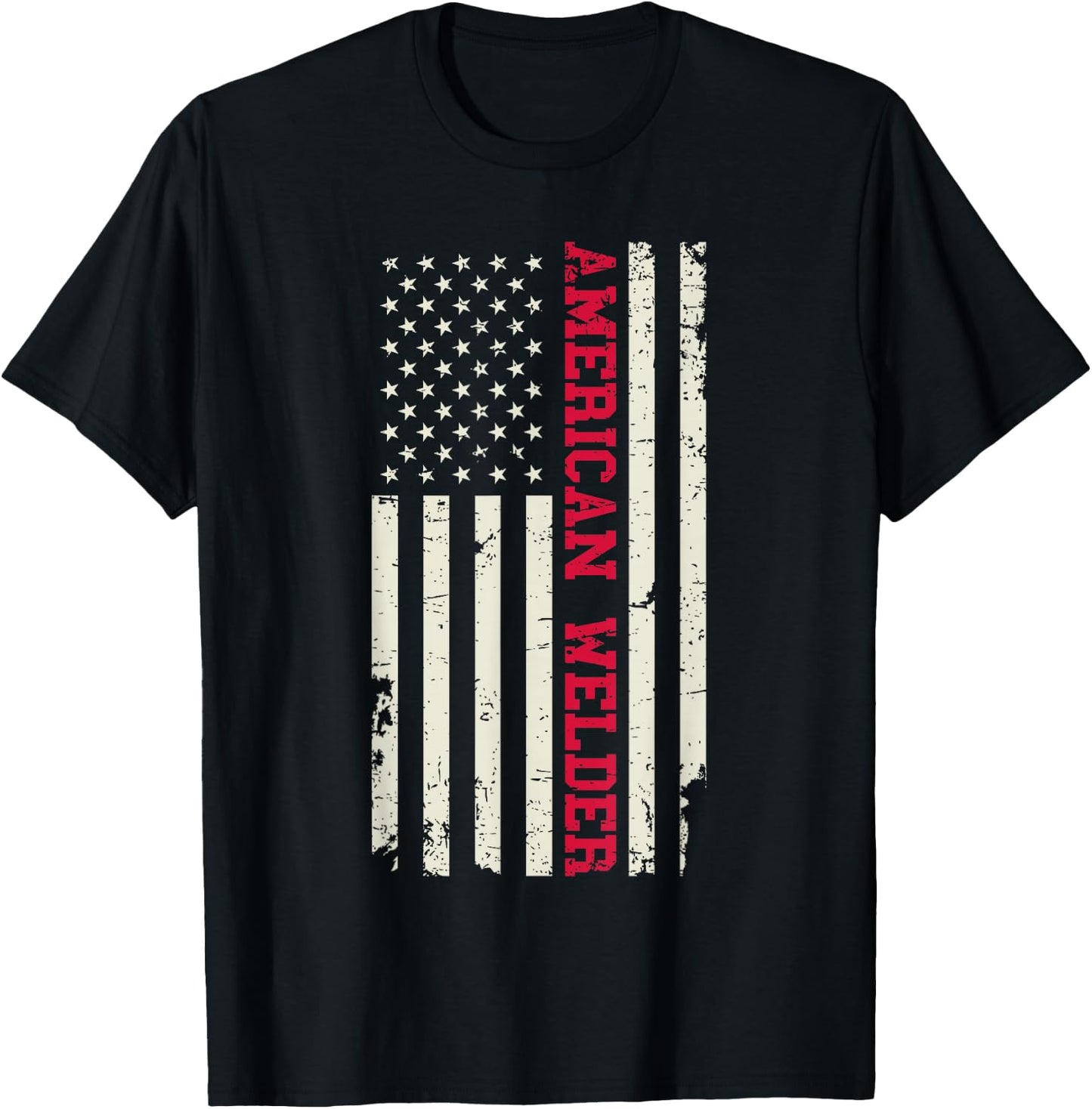 American Welder US Flag Blood Sweat Pride Patriotic Welding T-Shirt - T-Shirt | Black