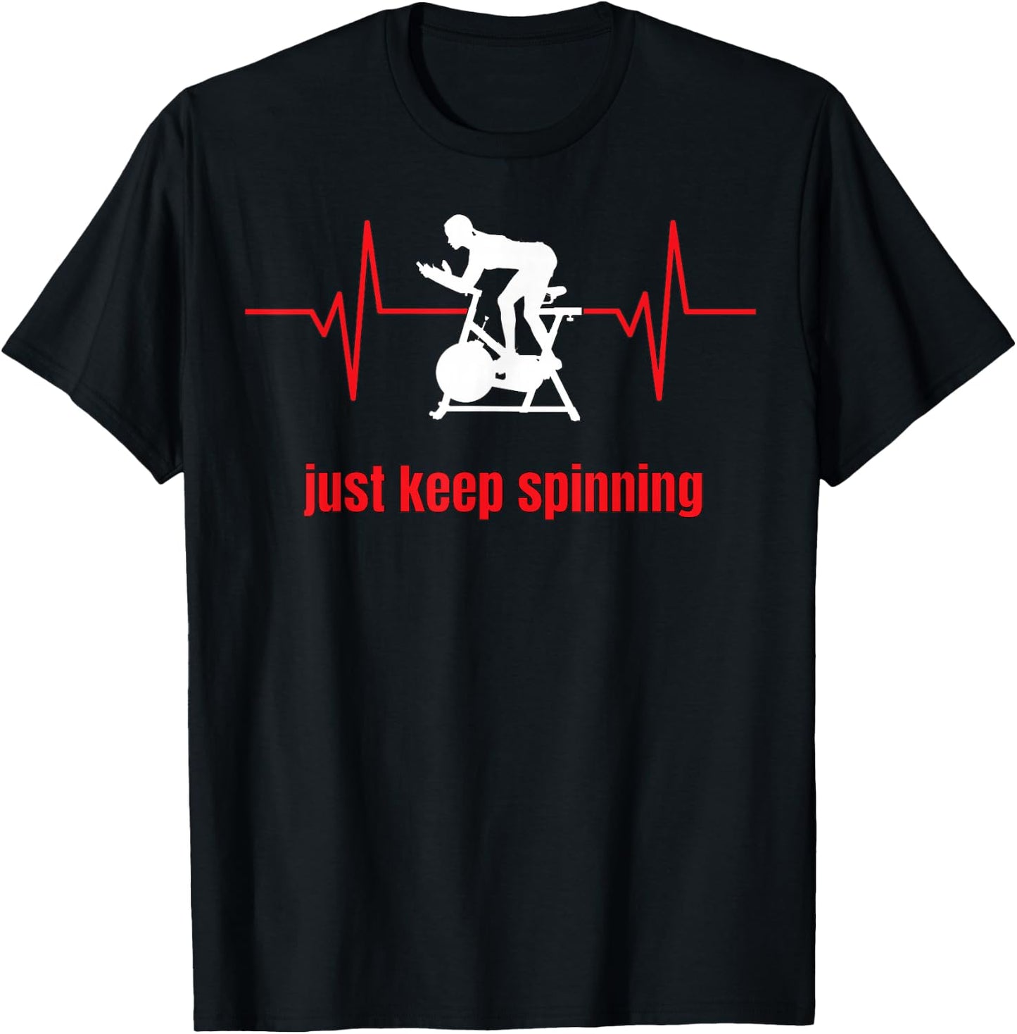 Just Keep Spinning Ekg Woman's Spin Cycle Workout T-Shirt - T-Shirt | Black