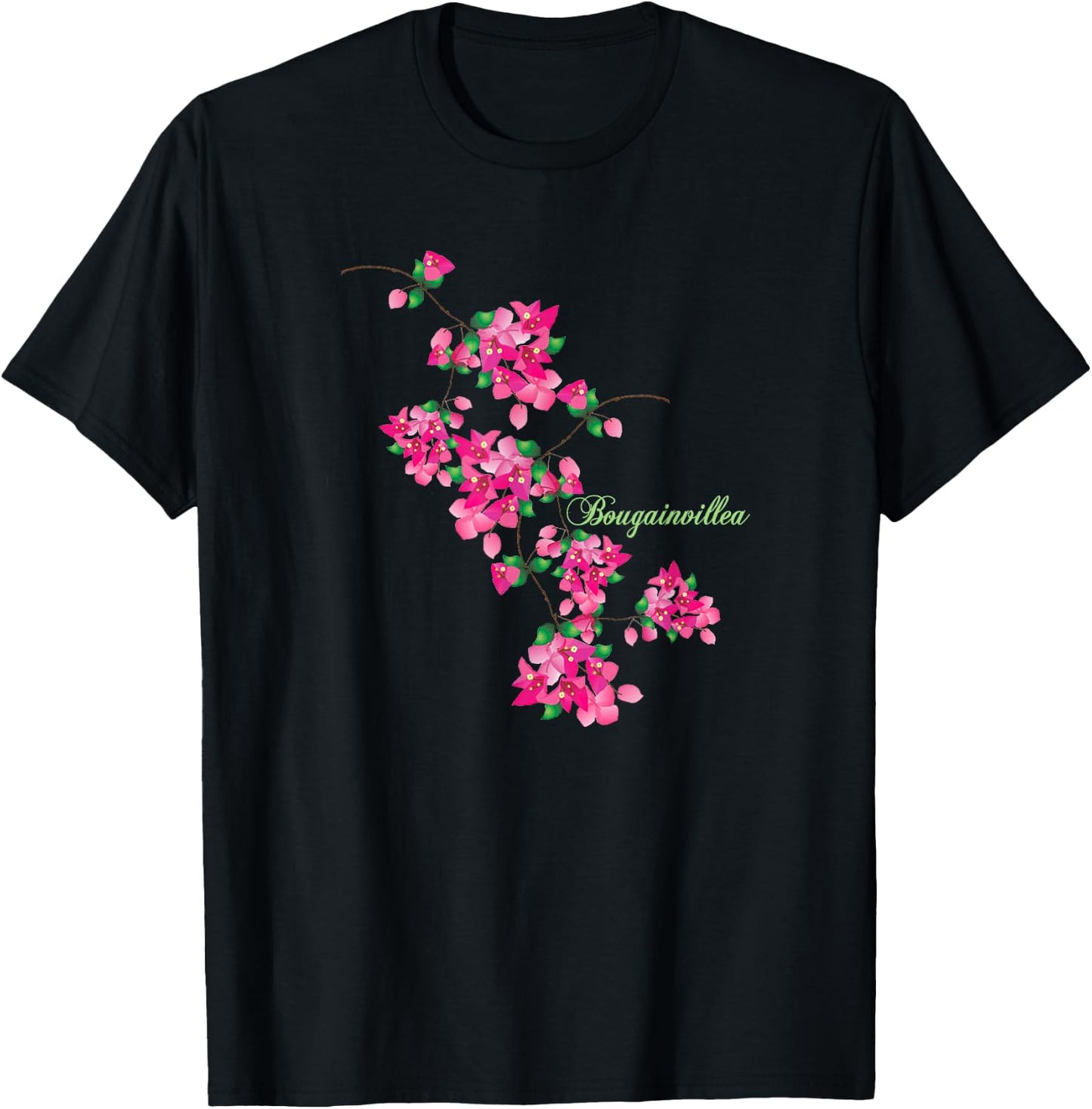 Spring, Summer, Flowers, Bougainvillea, Bright Blossoms Women Girls Kids T-Shirt - T-Shirt | Black