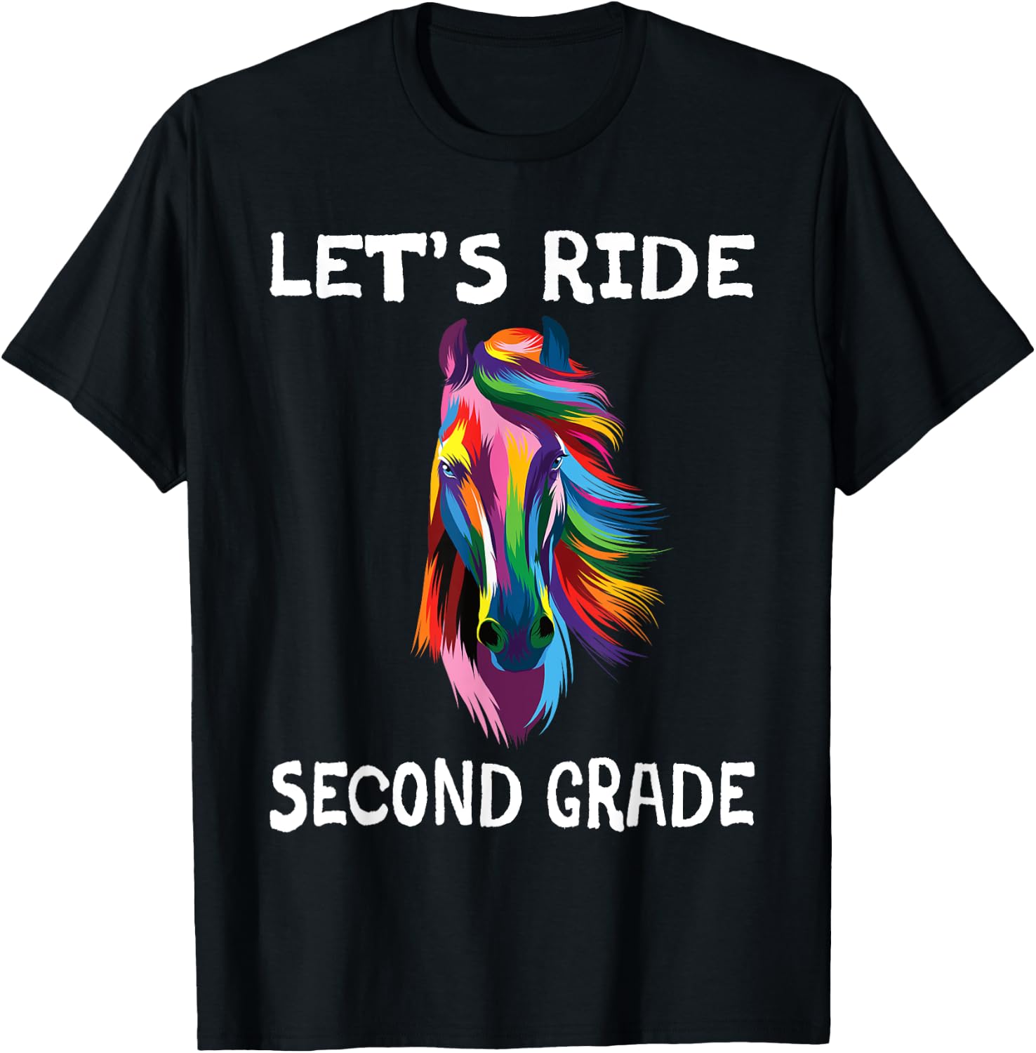 Let's Ride 2nd Second Grade Horse Girls Back To School T-Shirt - T-Shirt | Black