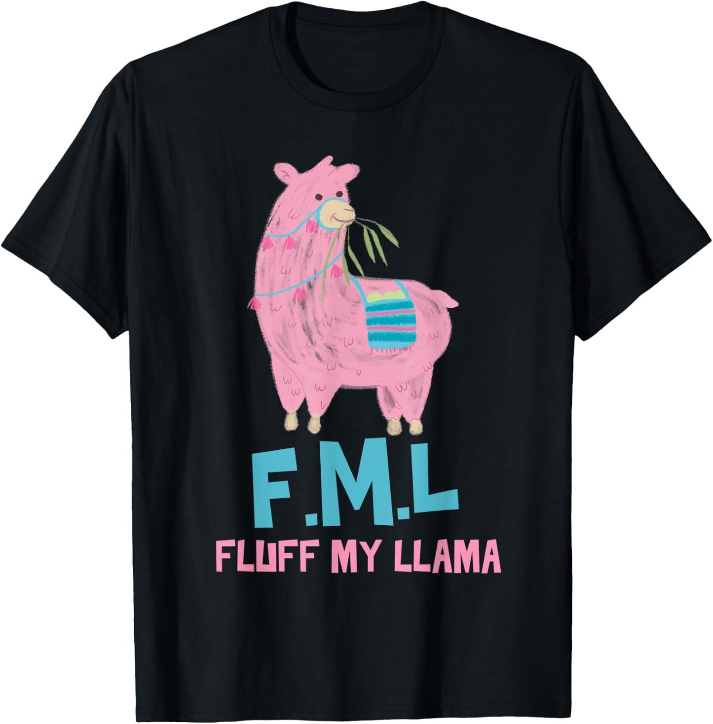 FML Fluff My Llama Cute Animal T-Shirt - T-Shirt | Black
