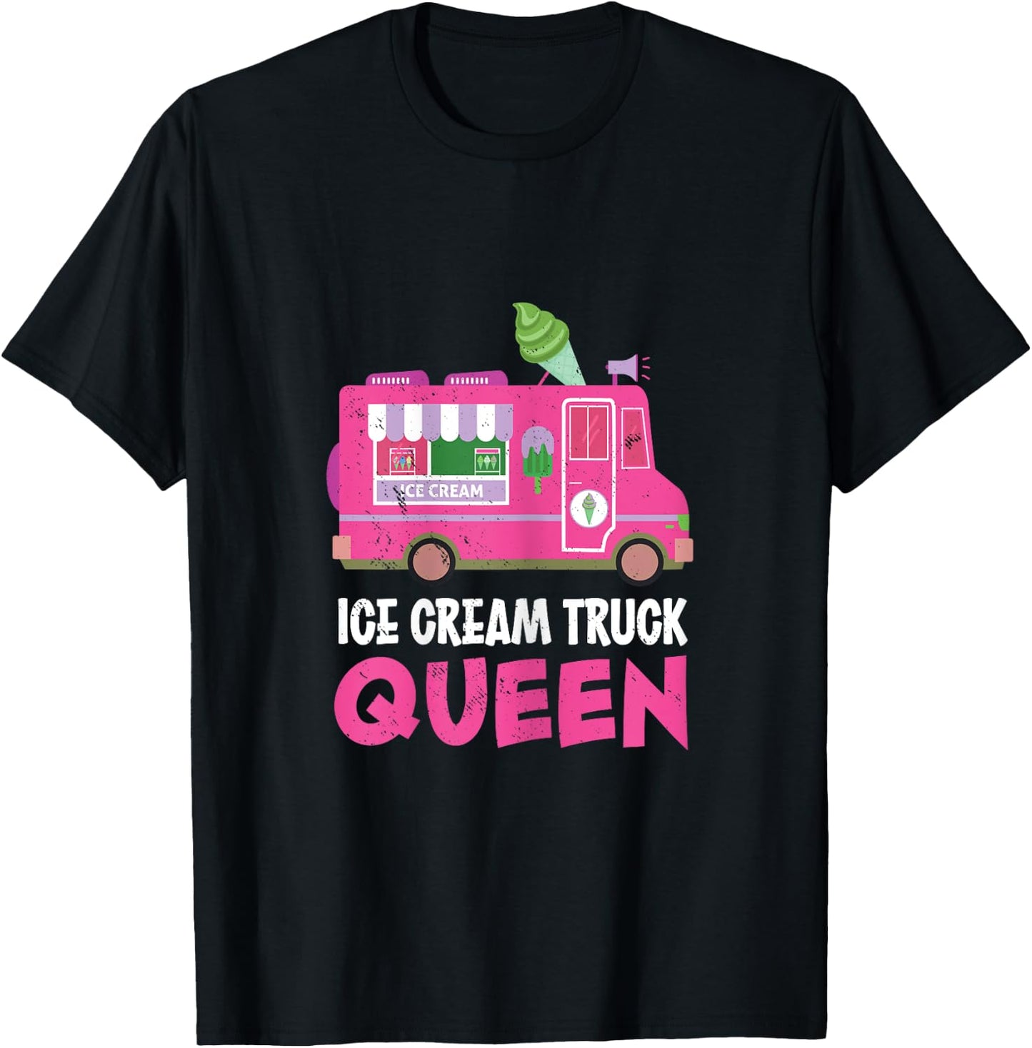 Ice Cream Truck Queen Frozen Dessert Ice Cream Truck Driver Women Girls Kids T-Shirt - T-Shirt | Black