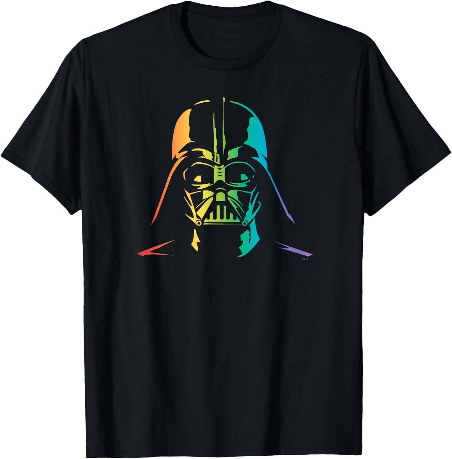 Star Wars Darth Vader Gradient Rainbow Pride T-Shirt - T-Shirt | Black