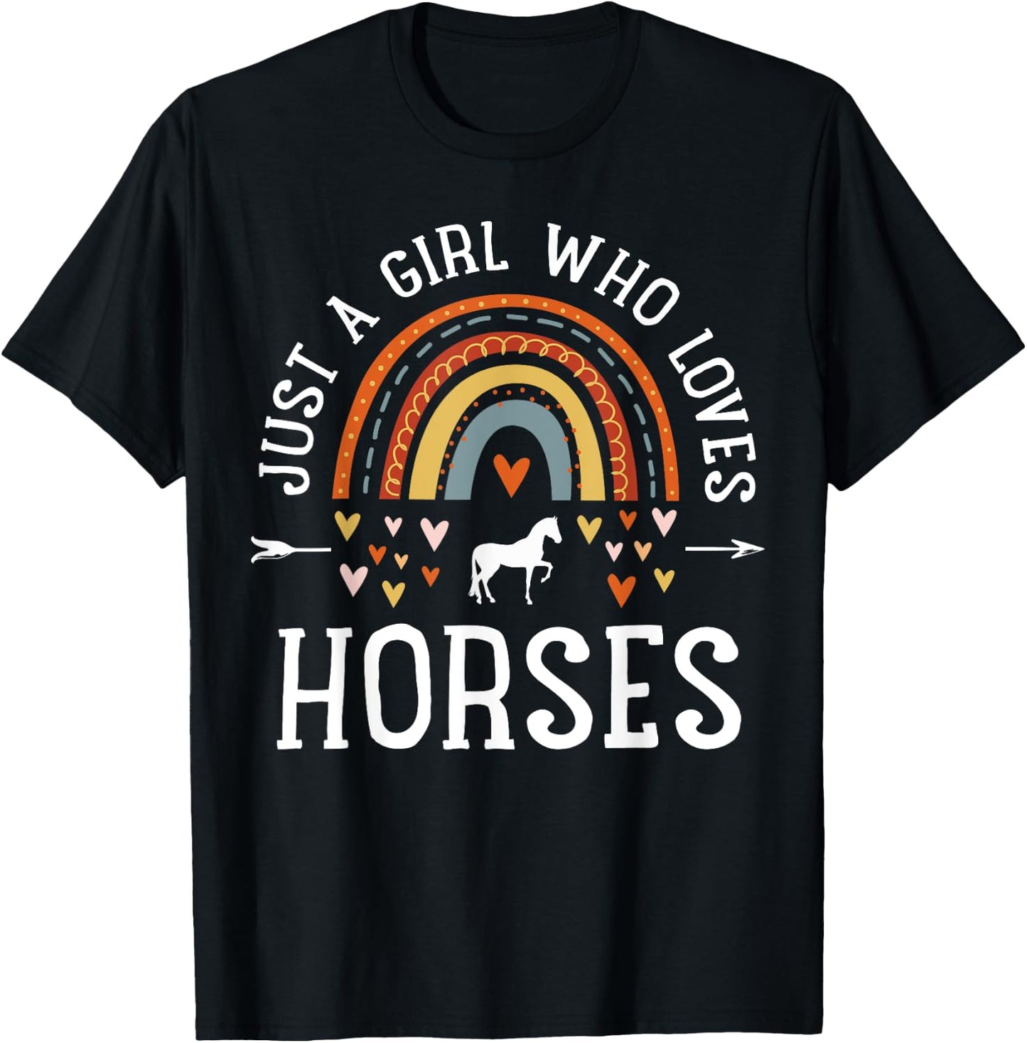 Just A Girl Who Loves Horses Rainbow Gifts For Horse Lover T-Shirt - T-Shirt | Black