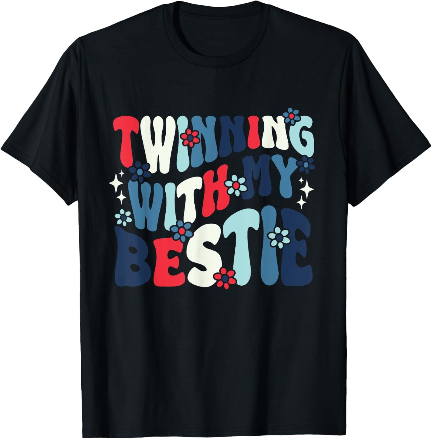 Retro Twins Day Twinning With My Bestie Friend Matching Twin T-Shirt - T-Shirt | Black