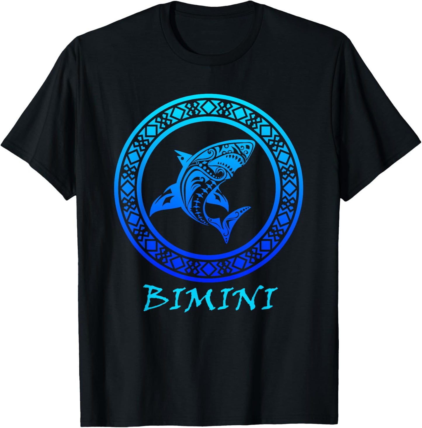 Bimini Bahamas Vintage Retro Tribal Shark Vacation T-Shirt - T-Shirt | Black