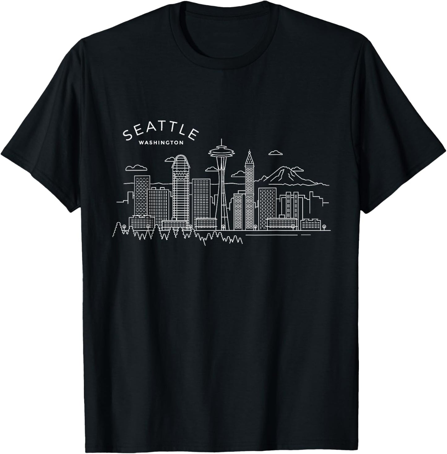 Seattle Skyline Vintage Seattle Washington T-Shirt - T-Shirt | Black