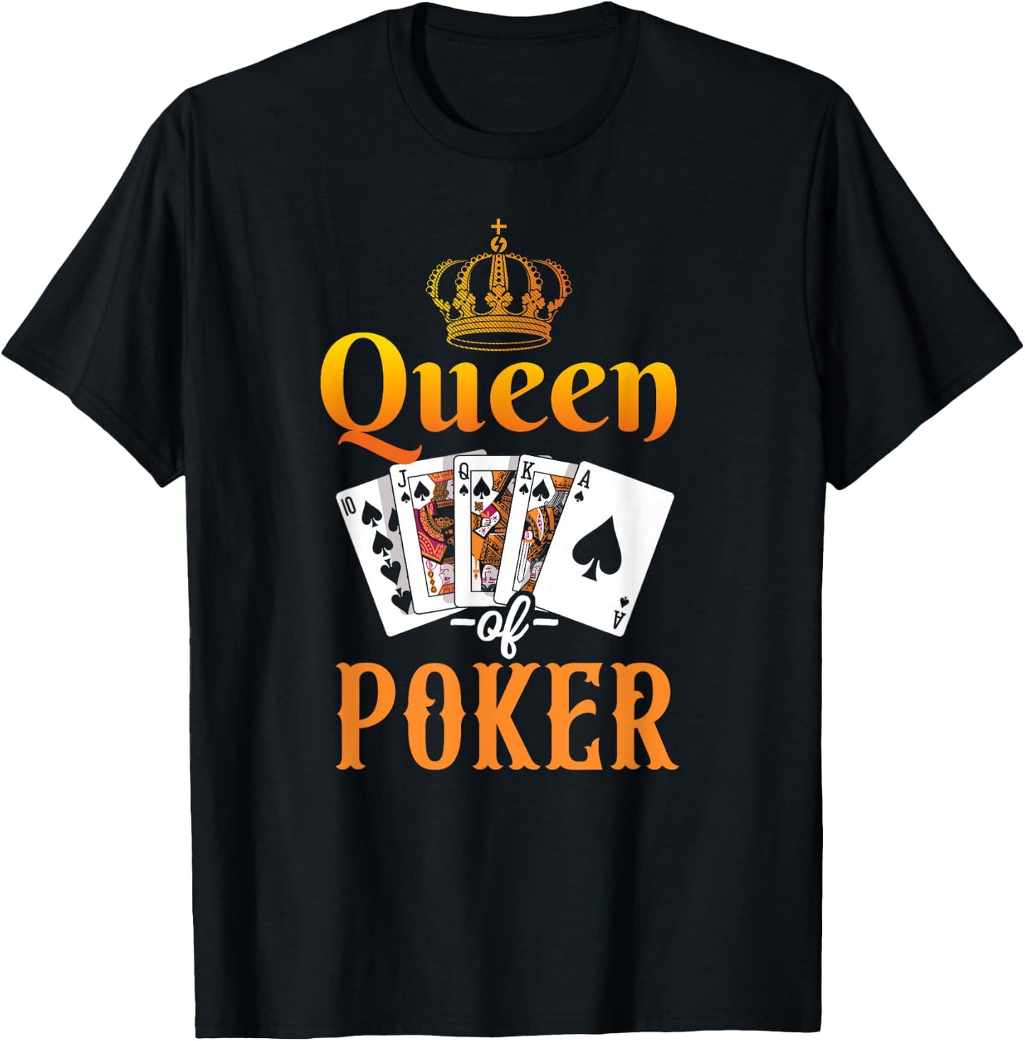 Poker Vintage Queen Of Poker T-Shirt - T-Shirt | Black
