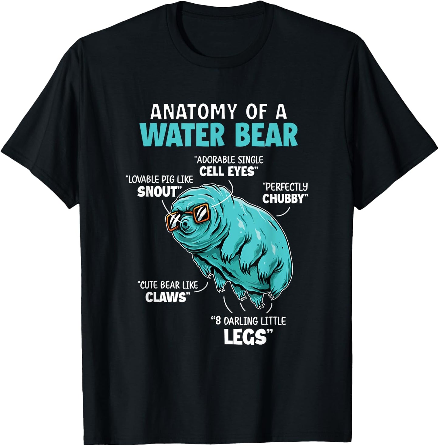 Tardigrade Anatomy Water Bear Funny Science Microbiology Art T-Shirt - T-Shirt | Black