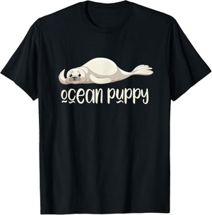 Ocean Puppy Seal Kids Gift Cute Sea Lion T-Shirt - T-Shirt | Black