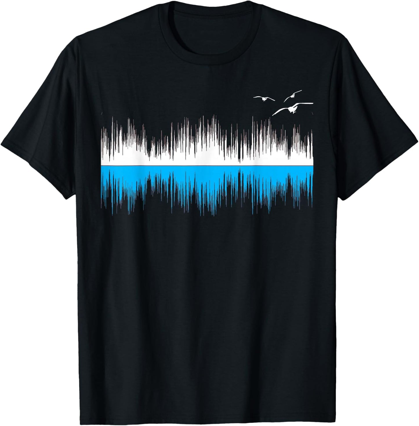 Sheldon Nerdy Seagull Sound Wave Science Ocean Beach Lover T-Shirt - T-Shirt | Black