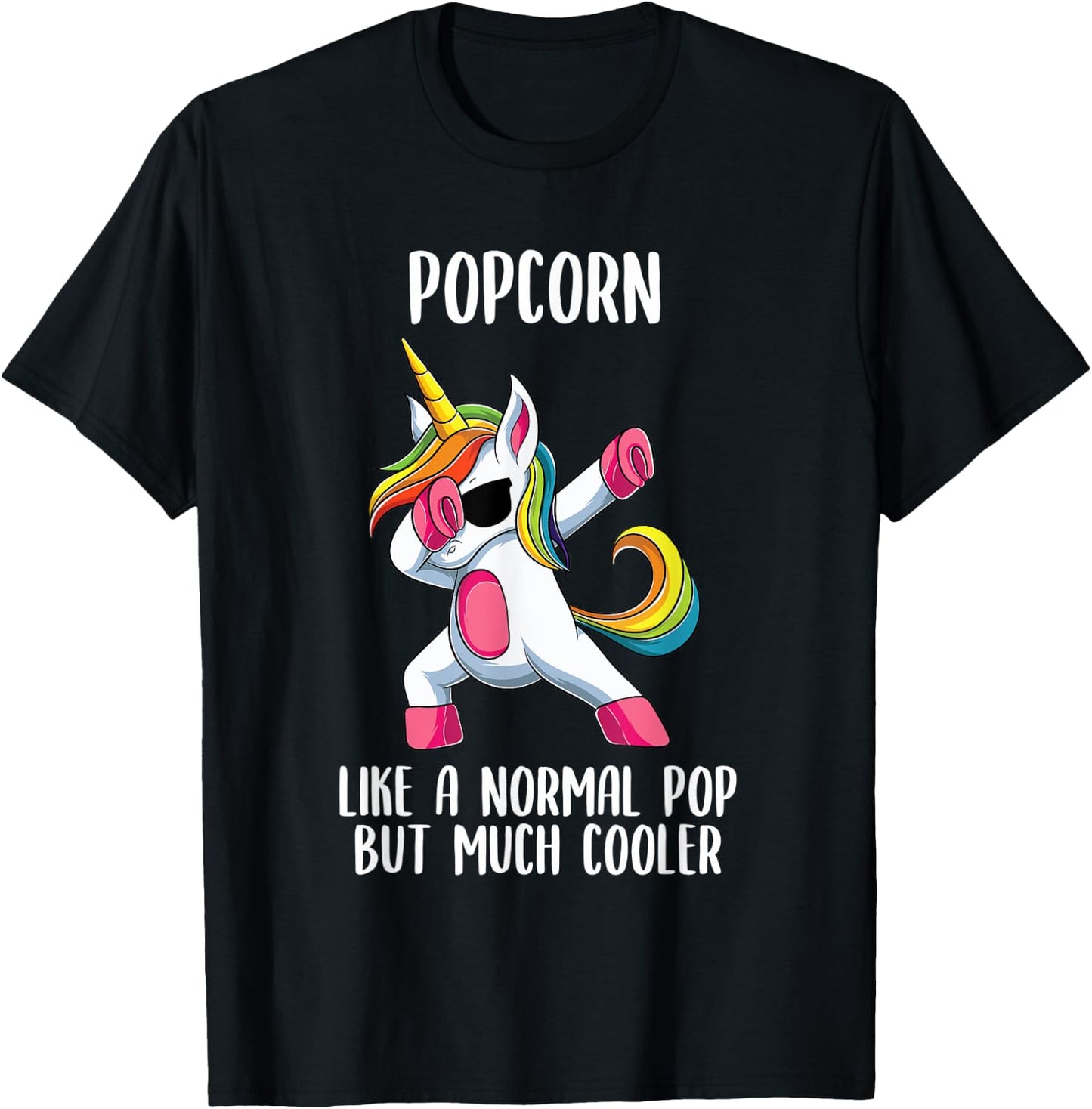 Unicorn Pop Girl Birthday Party Apparel PopCorn Cute T-Shirt - T-Shirt | Black