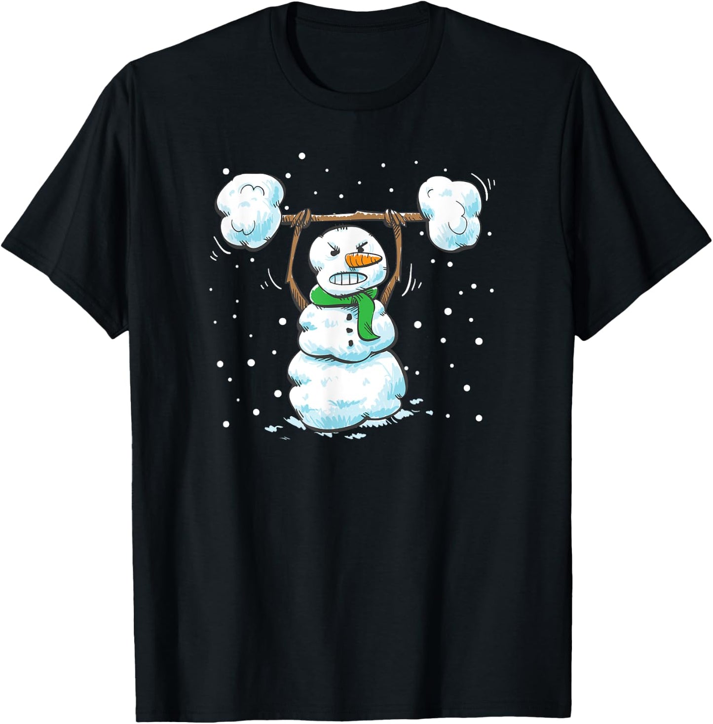 Christmas Weightlifting Snowman Shirt Funny Snowman Gym T-Shirt - T-Shirt | Black