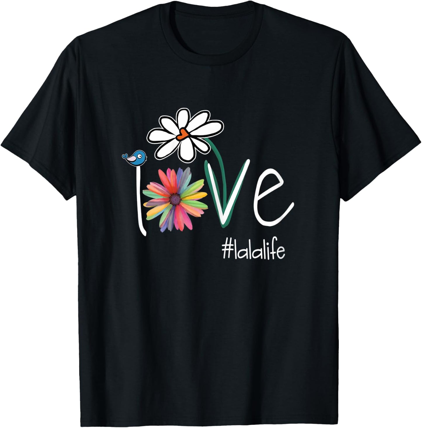 Love Lala Life - Art Flower Color T-Shirt - T-Shirt | Black