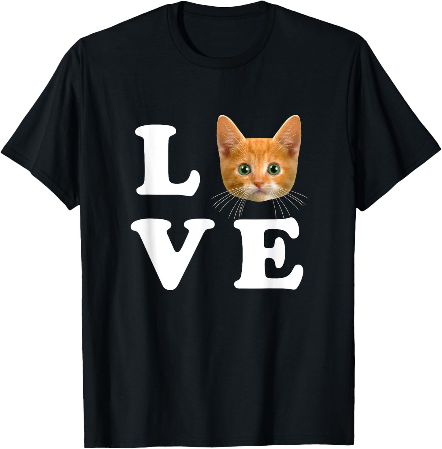 LOVE Orange Kitty Kitten I Heart Love Cats Women Girls Kids T-Shirt - T-Shirt | Black