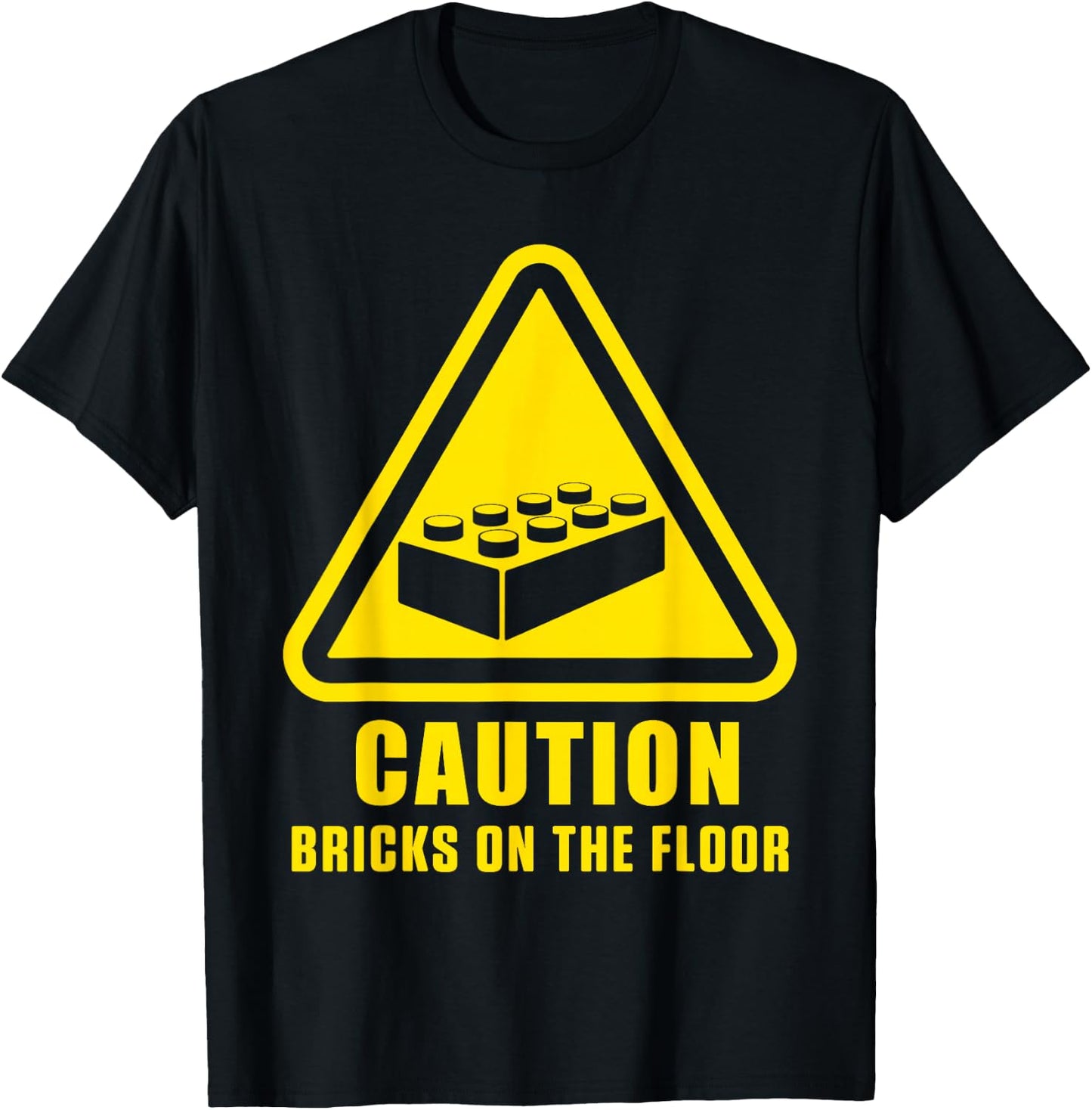 Caution Bricks On Floor Building Blocks Master Builder T-Shirt - T-Shirt | Black