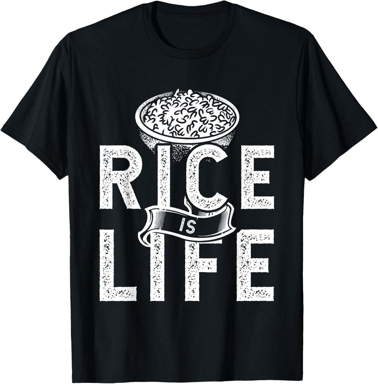 Funny Rice Design Women Rice Asian Food Dish Lovers T-Shirt - T-Shirt | Black