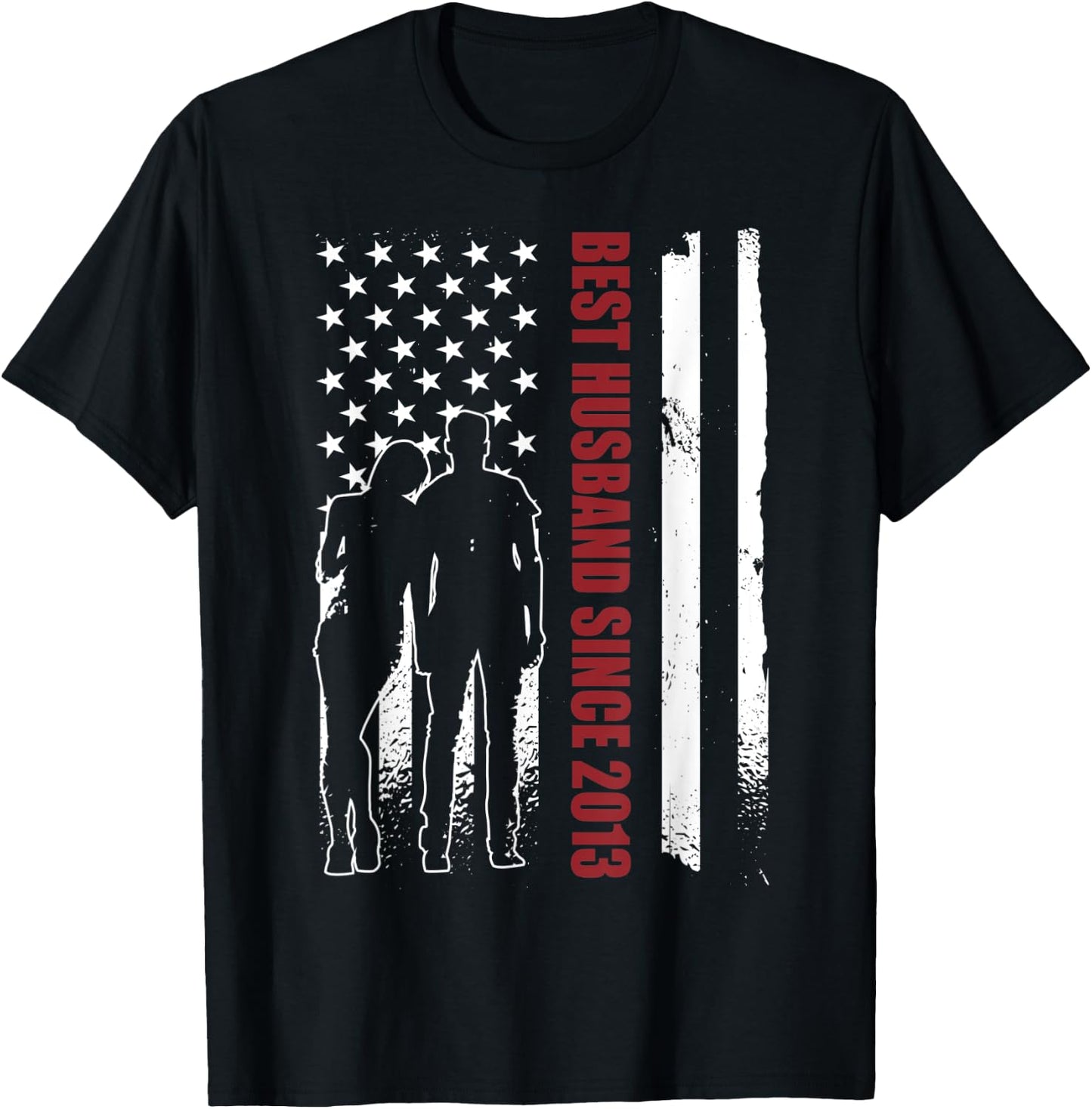 9th Wedding Anniversary Retro Best Husband Since 2013 T-Shirt - T-Shirt | Black