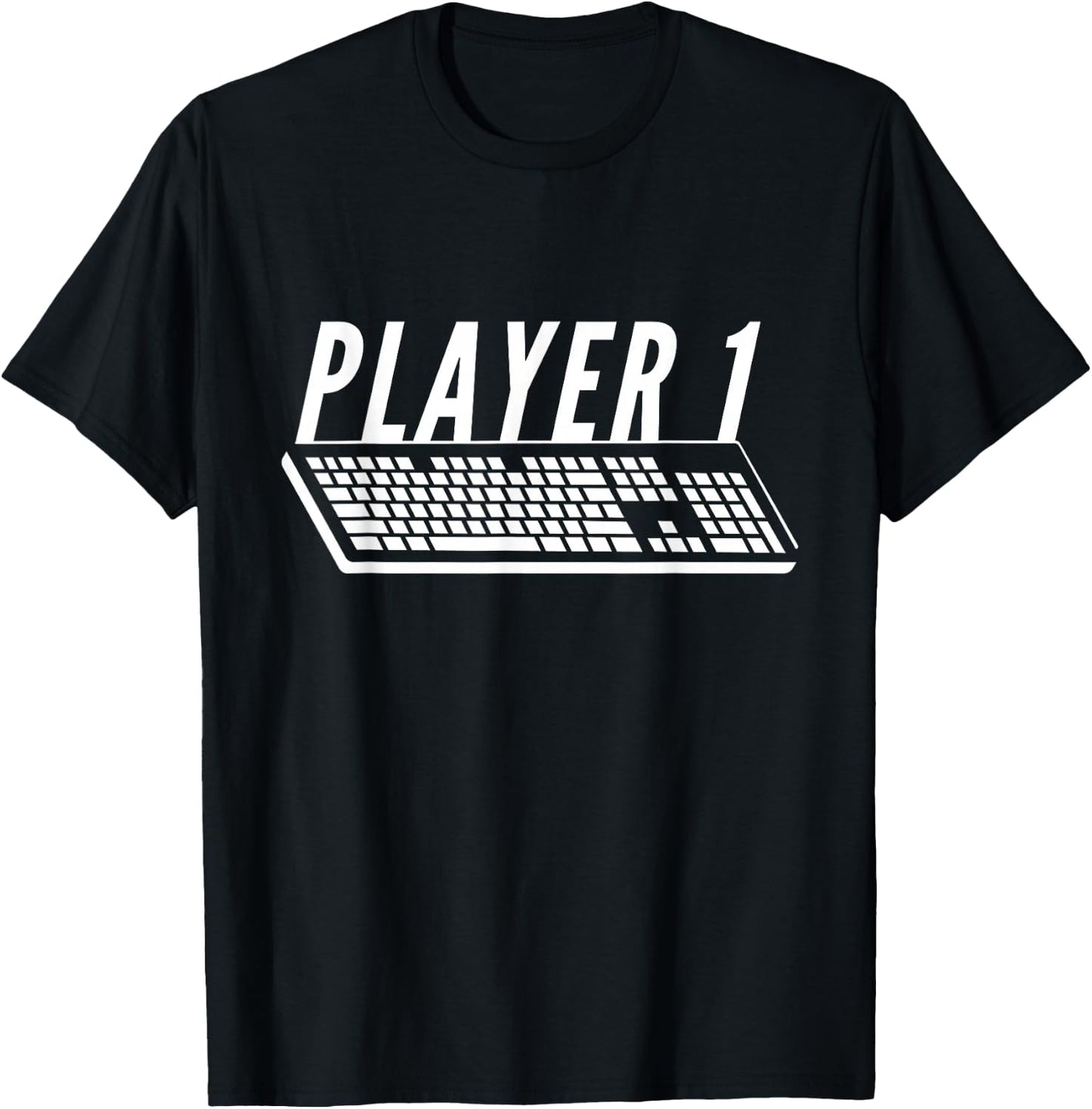 Player 1 PC Gamer Keyboard Warrior Desktop Gaming Couples T-Shirt - T-Shirt | Black