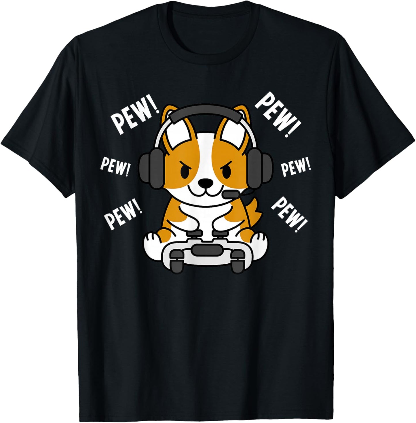 Gamer Corgi Gaming Dog T-Shirt - T-Shirt | Black
