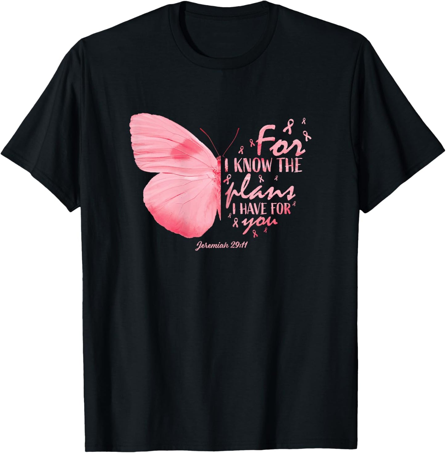 Pink Butterfly Breast Cancer Christian Religious Gifts Mom T-Shirt - T-Shirt | Black