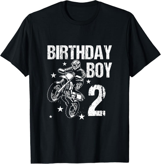 Kids 2 Years old Birthday Shirt 2nd Boy Dirt Bike Motorcycle T-Shirt - T-Shirt | Black