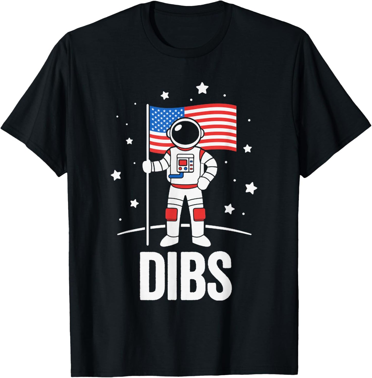 Patriotic Astronaut Claims Dibs on the Moon with an USA Flag T-Shirt - T-Shirt | Black