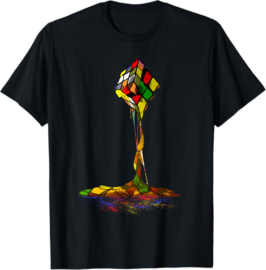 Melting Puzzle Cube Retro Speed Cubing 80's Vintage Toy T-Shirt - T-Shirt | Black