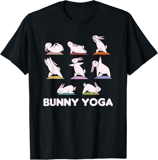 Bunny Yoga Cute Rabbits Do Sport Bunny Yoga T-Shirt - T-Shirt | Black