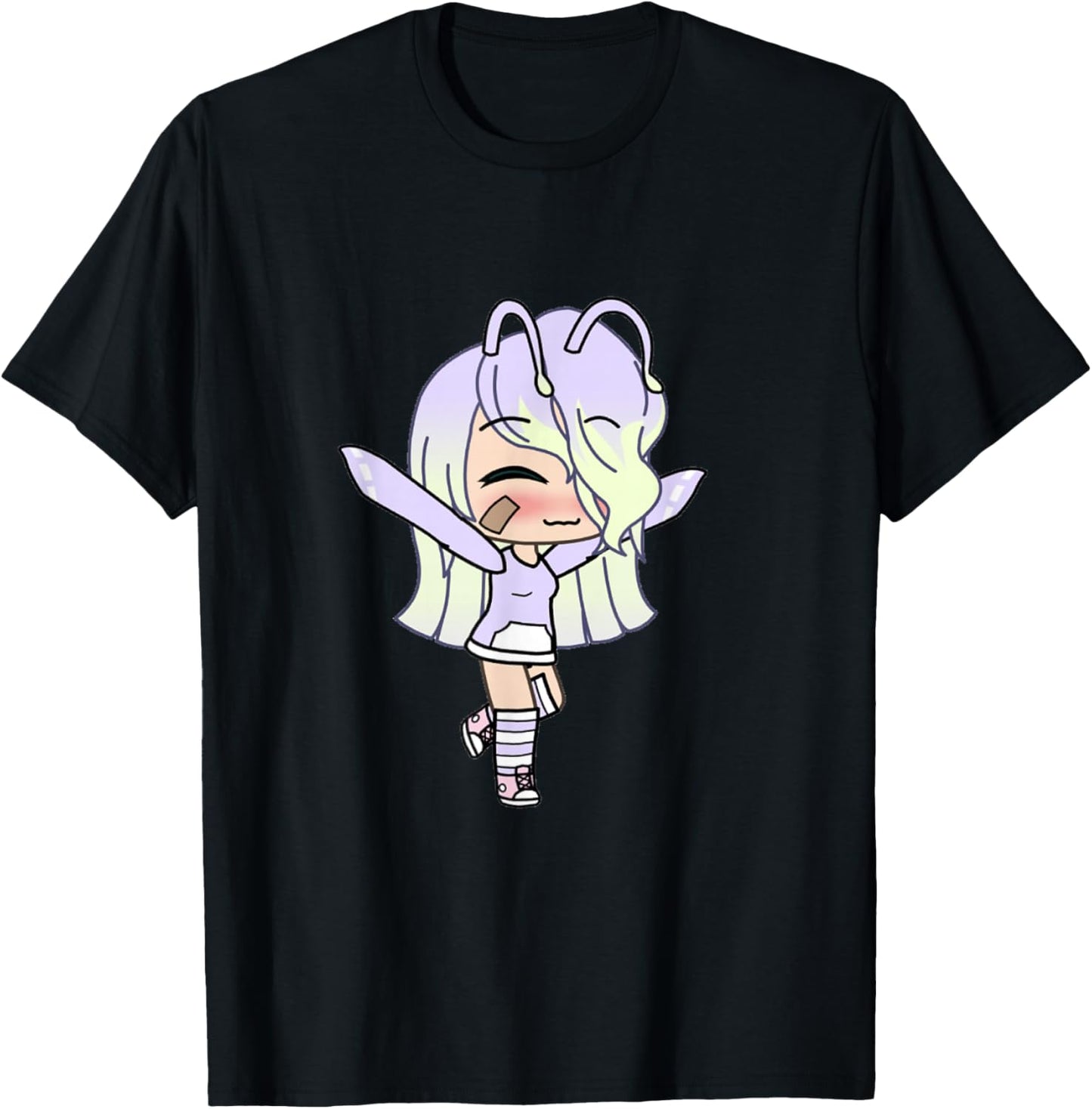 Love Gacha Figure Cute Girl in Purple T-Shirt - T-Shirt | Black