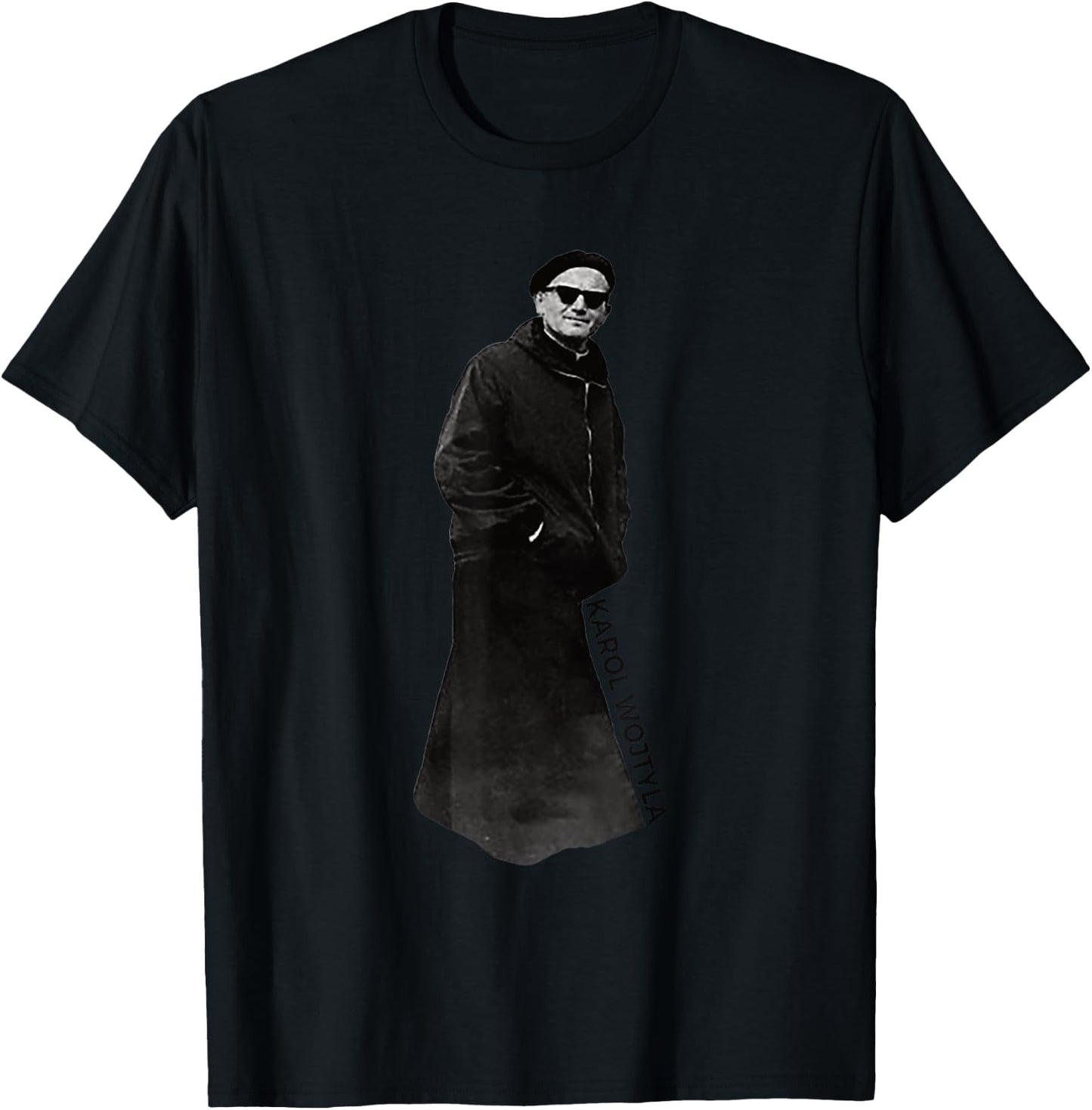 MJ Sacred Art Pope Saint John Paul II with Sunglasses Catholic T-Shirt - T-Shirt | Black