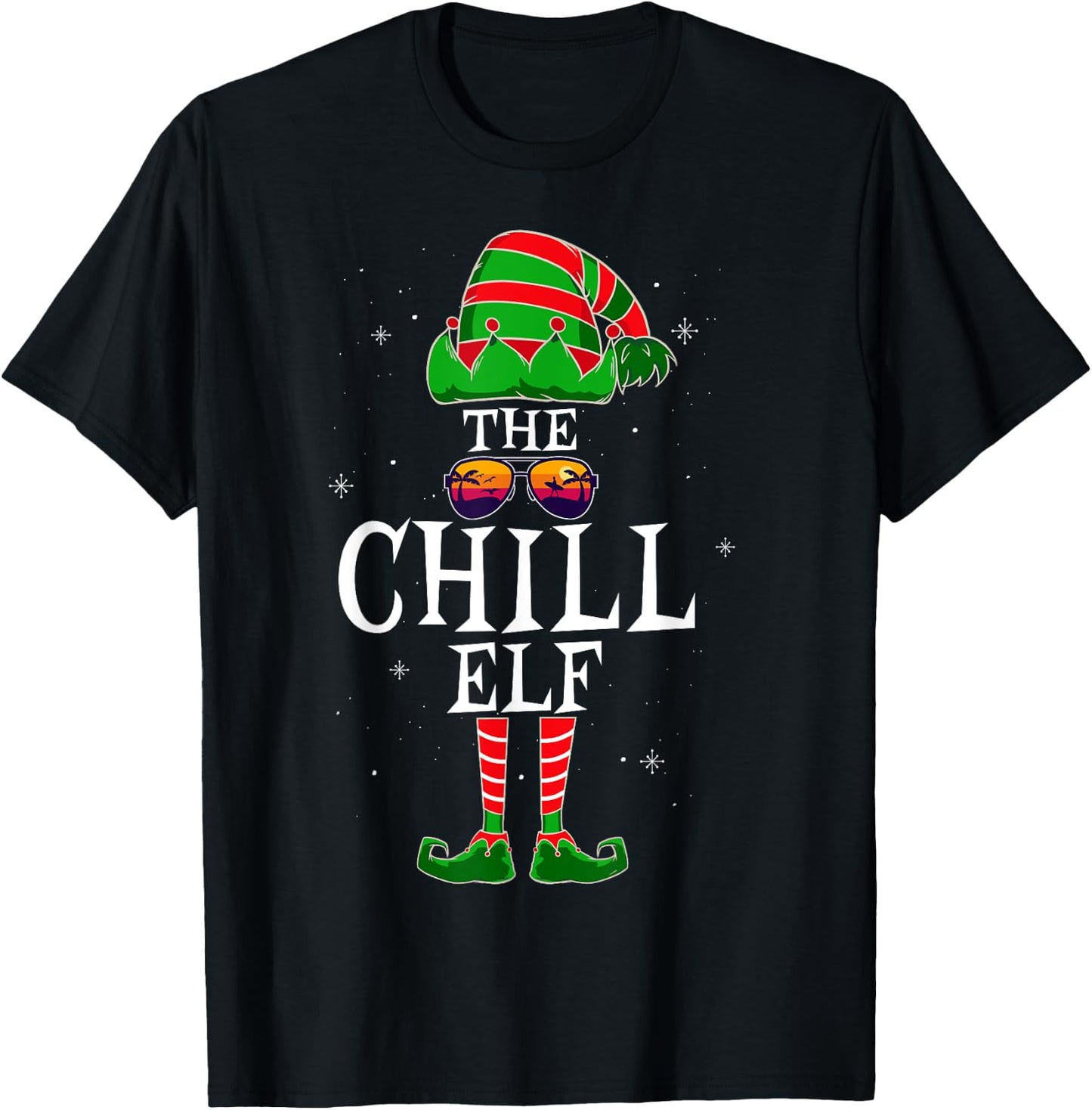 The Chill Elf Group Matching Family Christmas Holiday Funny T-Shirt - T-Shirt | Black