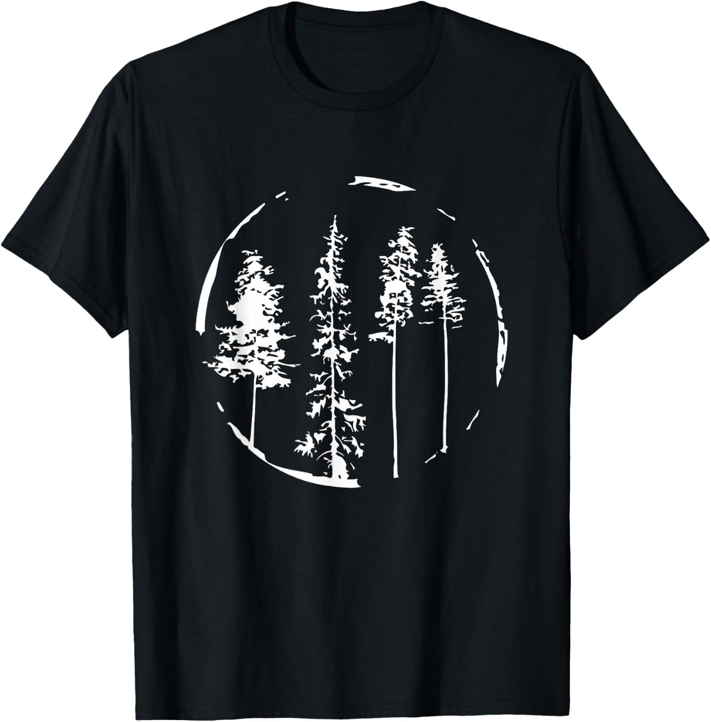 Christmas Pine Forest, Pine Trees T-Shirt - T-Shirt | Black