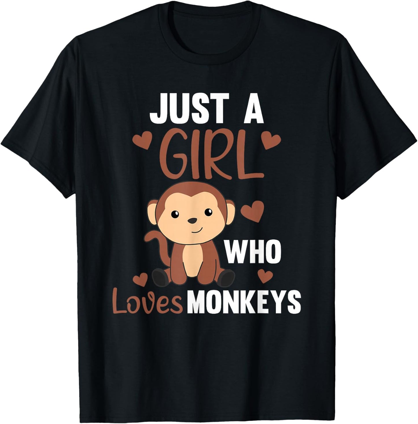Just A Girl who Loves Monkeys - Sweet Monkey T-Shirt - T-Shirt | Black