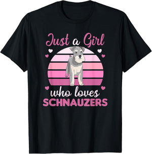Just a girl who loves schnauzers Dogs For Girls T-Shirt - T-Shirt | Black