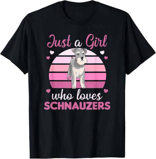 Just a girl who loves schnauzers Dogs For Girls T-Shirt - T-Shirt | Black