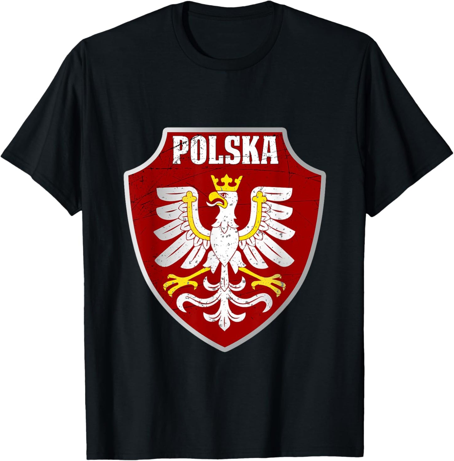 Polska Logo Vintage Retro Eagle Polish Pride Poland T-Shirt - T-Shirt | Black
