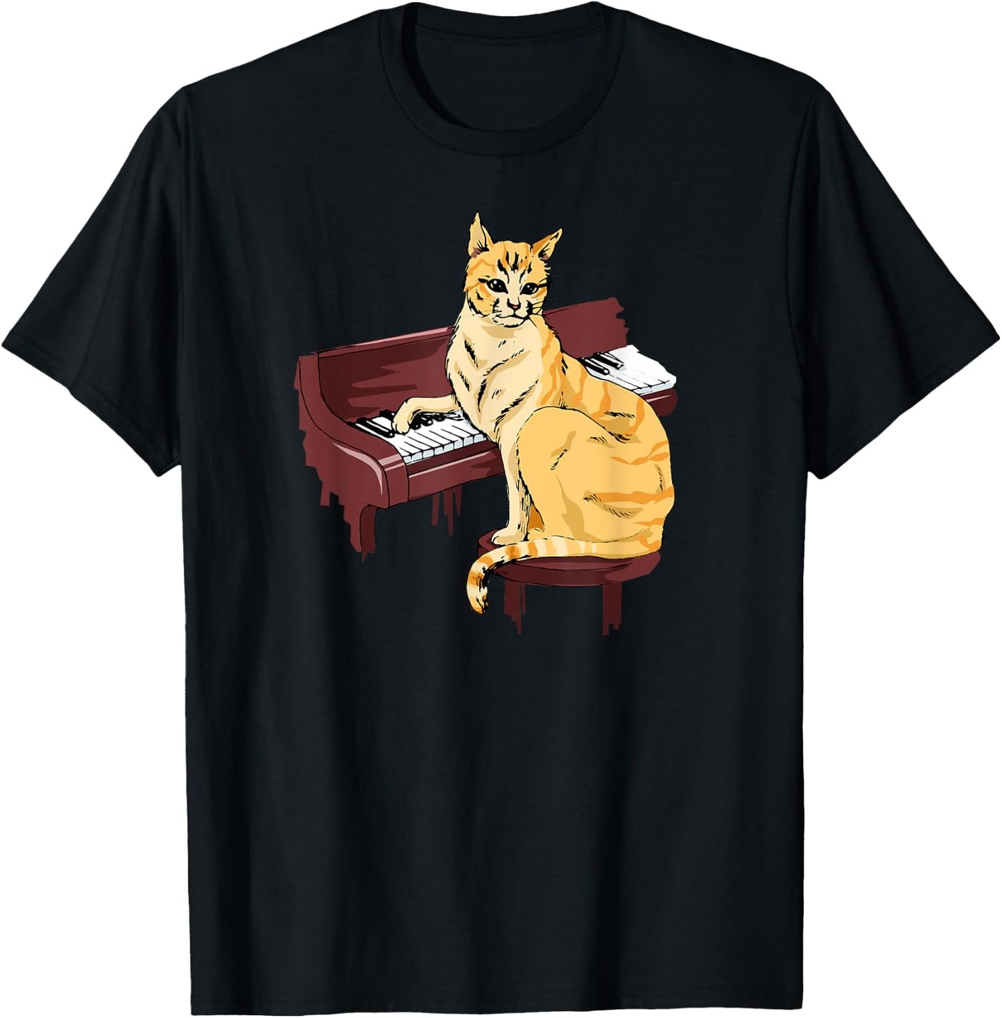 Piano Cat Women T-Shirt - T-Shirt | Black
