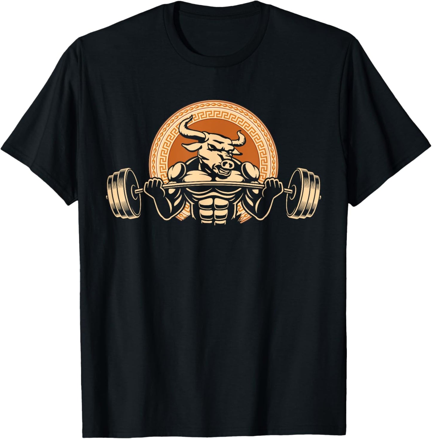Minotaur Lifts Weights, Fitness Workout at Gym - Minotaur T-Shirt - T-Shirt | Black