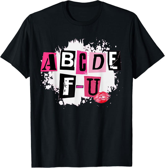ABCDEFU Retro Funny Heart Valentine's Day T-Shirt - T-Shirt | Black