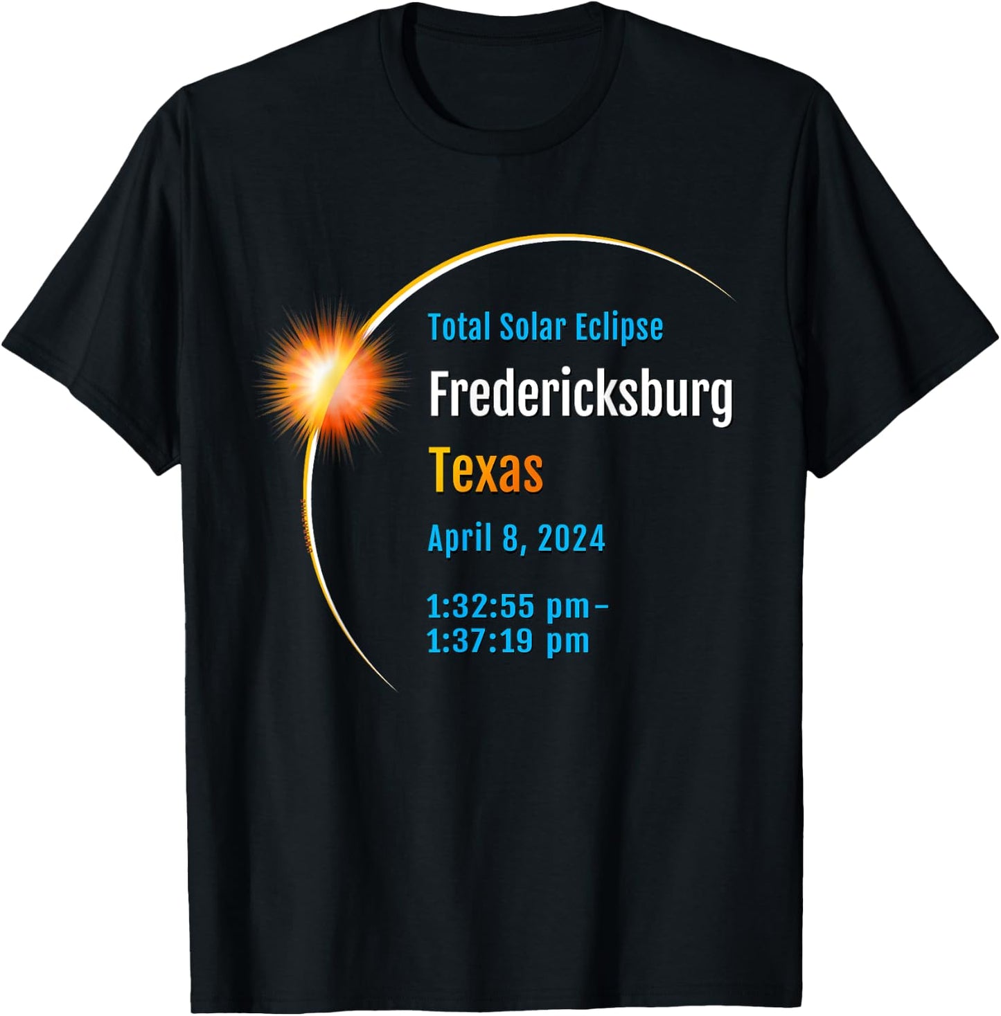 Fredericksburg Texas TX Total Solar Eclipse 2024 :: 1 :: T-Shirt - T-Shirt | Black