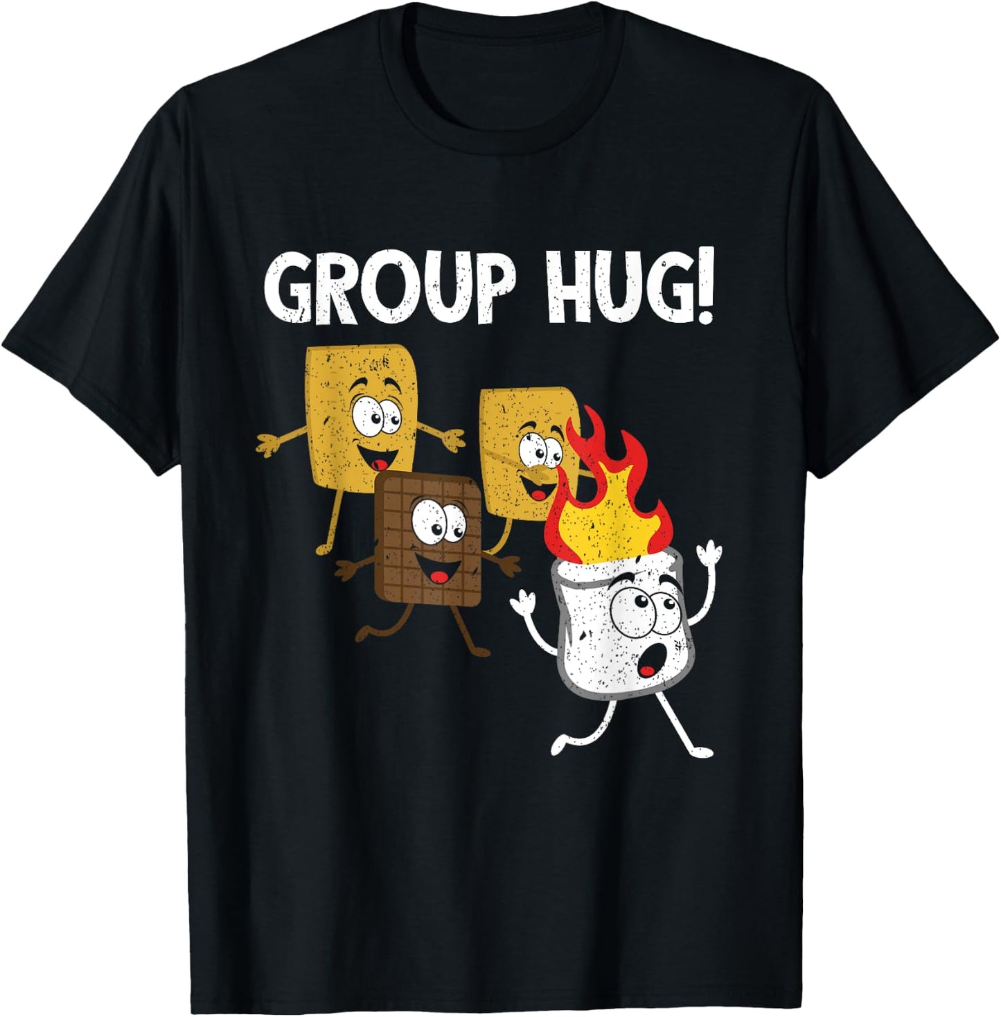 Smores Group Hug S'mores Camping Food Marshmallows on Fire T-Shirt - T-Shirt | Black