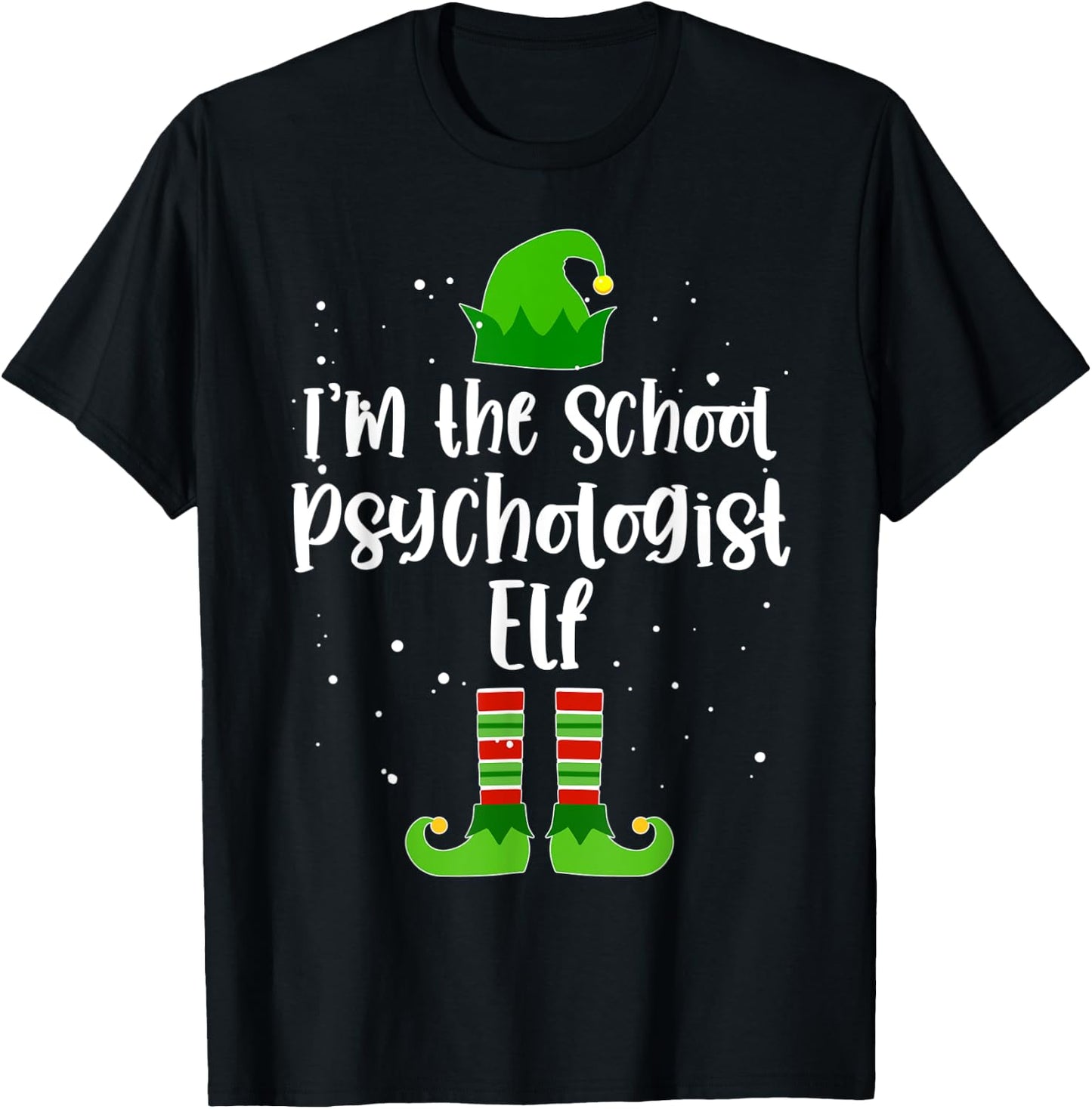 School Psychologist Elf Matching Family Christmas Costume T-Shirt - T-Shirt | Black