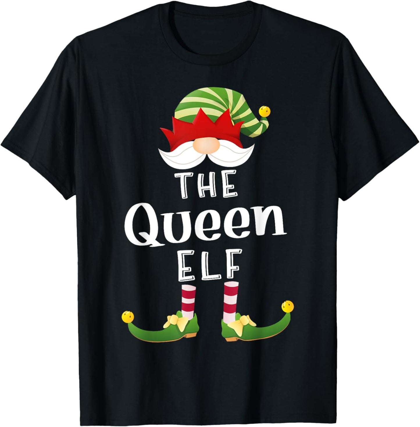 Queen Elf Group Christmas Funny Pajama Party T-Shirt - T-Shirt | Black