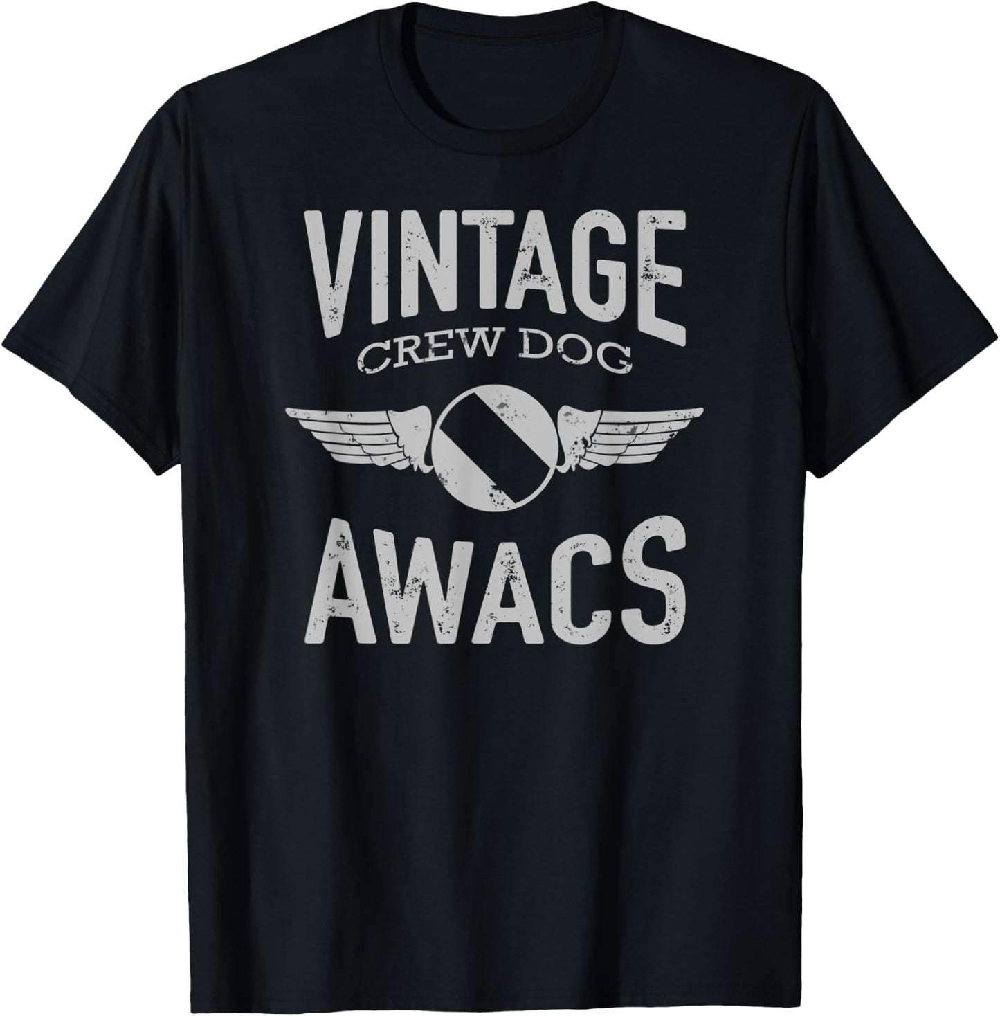 Vintage AWACS Crewdog Men Women T-Shirt - T-Shirt | Black